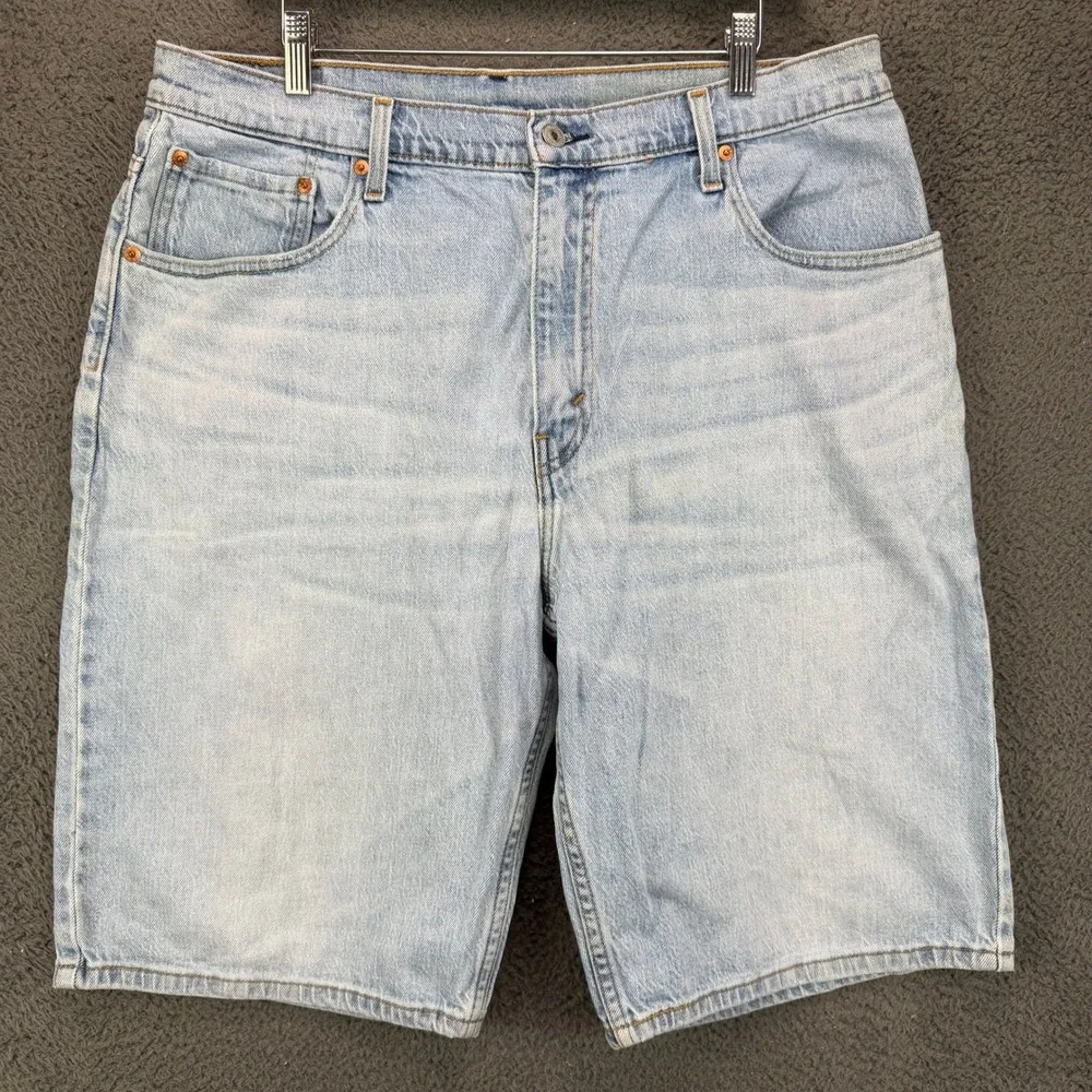 Levis 569 Loose Straight Denim Shorts Mens W34 Light Wash Blue 35569-0385